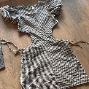 OAK + FORT Black and White Checkered Mini Dress